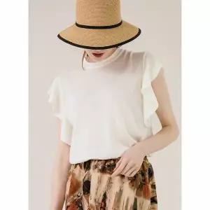 [하프클럽/막스까르띠지오]셔링소매 쿨 썸머 니트티