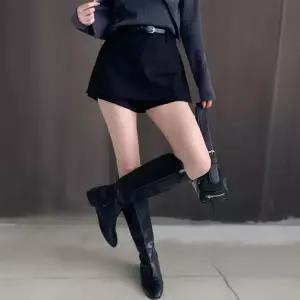 [하프클럽/]여성용 A라인 벨트 치마 바지 세트 데일리룩