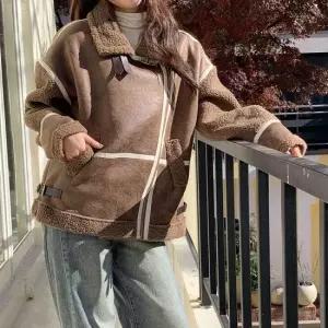 [다잇템] 여자 점퍼 오버루즈핏무스탕 세무 뽀글이 자켓