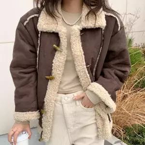 [다잇템] 여자 양털 무스탕 FW 오버루즈핏 스웨이드점퍼 자켓