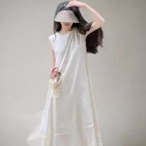 CCO58CB여성 루즈핏 민소매 롱 원피스 데일리 스타일 옆트임 드레스