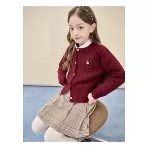 빈폴키즈 [Essential] 여아 울혼방 케이블 카디건 와인 (BI5X5AGE1Z) 835433