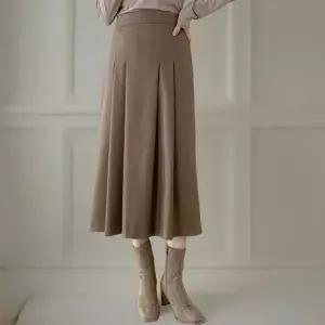 KHK183D여성용 겨울 모직 플리츠 롱 스커트 스판 치마