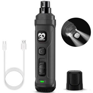 2개의 LED 조명이 장착된 캐스퓨이 개 네일 그라인더 - 소형 중형 대형견과 고양이를 위한 새로운 버전의 2단 강력한 전기 애완동물 트리머 프로페셔널 조용한 없는 발 그루밍 및