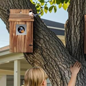 목재 새집 청소가  방수 걸이형 둥지 상자 정원 외부 울타리용 새 쉼터 치카디용