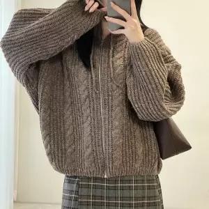 [하프클럽/옷자락]여자 꽈배기니트 아방핏 퍼프 7컬러 후드집업 가디건