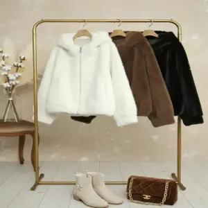 [다잇템] 여자 소프트퍼 후디집업 FW 페이크밍크 점퍼