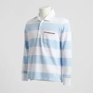 THOM BROWNE RWB 트리밍 럭비 스트라이프 긴팔 카라티  MJP167A J0049 452)