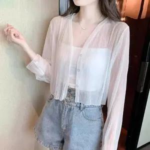 [라일리여성의류] Rly 여름 데일리 3컬러 시스루 크롭 가디건 TDR-0065