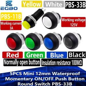5~10PCS EGBO 미니 소형 12mm 방수 순간 ON/OFF 푸시 버튼 라운드 스위치 PBS-33B PBS-11B 아두이노용