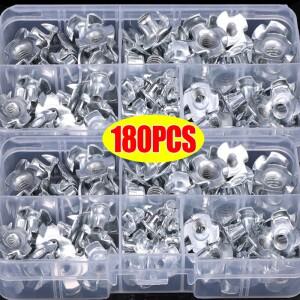 아연 도금 네 발톱 너트 블라인드 삽입 목재 가구 캐비닛 패스너 M3-M8 탄소강 세트 용 4 갈래 티