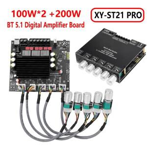 XY-ST21PRO 2.1 채널 증폭기 보드 Bluetooth-compatib5.2 100W+100W+200W 서브우퍼 TPA3221 칩 지원 AUX U