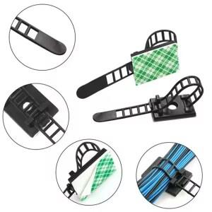 10/20개 케이블 마운트 조절 클립 자체 접착 스트랩 고정 홀더 플라스틱 네트워크 와이어 전원 코드 자동차