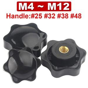 베이클라이트 핸드 노브 헤드 엄지 너트 스루 홀 블라인드 플럼 핸들 스타 플라스틱 내열성 M4M5M6M8M12M14