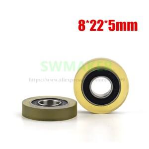 1Pc 8x22x5mm 698ZZ gummed 베어링 풀리  음소거 PU 폴리우레탄  컨베이어 벨트 롤링