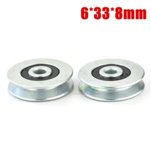 1피스 6x33x8mm V 그루브  스틸 와이어 오버 라인 리프팅 휠 가이드 휠  금속 풀리 베어링  기계식 롤링