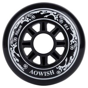 AOWISH 90mm 스피드 인라인 스케이트 롤러 블레이드 88A 야외 스케이팅 신발 교체 블랙 4종 세트
