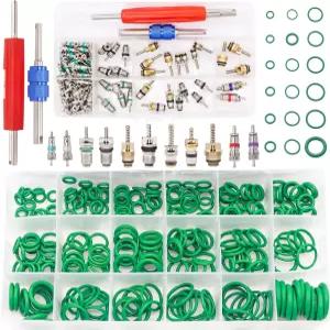 TWTADE 차량용 A/C 수리 키트 - 270PCS 그린 고무 O링 + 102PCS 에어컨 밸브 코어 R12 R134a 냉매 타이어