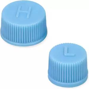 povtii 차량용 에어컨 교체용 밸브 캡 누출 방지 R134a AC 시스템 충전 포트 방진 커버 고압 및 저압