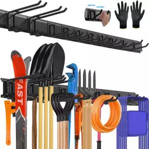 SUKIZ 64인치 올메탈 차고 도구 정리함 벽걸이 u2013 튼튼한 공구 랙 680파운드 마당 정원 장비용 조절