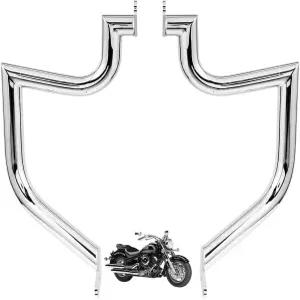 야마하 Vstar 1100 클래식 커스텀 실버라도용 Gamypp 1.5인치 팻 크래시 바 엔진 가드 하이웨이 (실버)