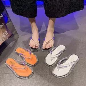 클리어 배색 썸머 여성 쪼리