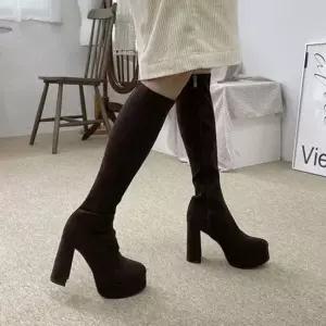 청키 플랫폼 여성 세련된 하이힐 롱부츠 트렌디 5FW