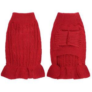 겨울 크리스마스 연휴를 위한 강아지용 초야소 작은 강아지 스웨터 반려동물 드레스 통기성 러플 밑단 디자인 빨간색 중간색