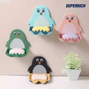1+1 슈퍼리치 펭귄 벽부착 무타공 비누받침대 물빠짐 비누거치대 비누대 벽부착비누케이스 비누곽