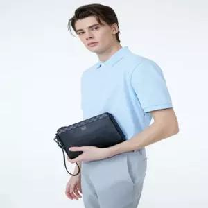 닥스 액세서리 남성 24FW [스테디셀러]블랙 체크배색 소가죽 클러치백 WBBA4F716BK