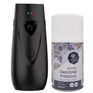 자동 분사기 블랙 + 화이트린넨 방향제 1캔 세트 가정용/사무실용 실내 방향제