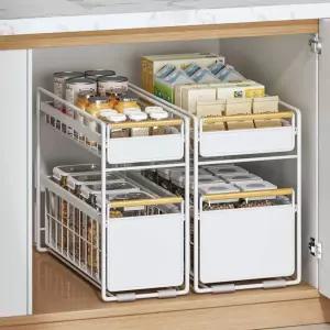 싱크대슬라이딩서랍 양념장 레일 수납대 주방 정리대 블랙 소형