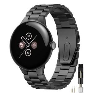 Google Pixel Watch 3 45mm 41mm 밴드, 갭 없음, 남성 비즈니스용 스테인리스 스틸 조절식 손목 밴드 교체 스트랩, 41mm/2/1에 호환되는 Miimall 금속