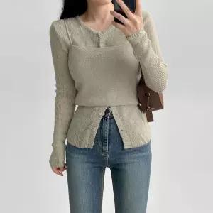 [에이와비] 시스루울니트세트 -나시+가디건set/4color