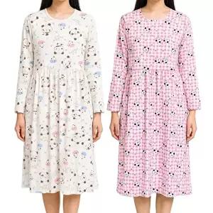 [모든GO]따뜻한 여성 피치기모 원피스잠옷 포근한 캐릭터 홈웨어 수면용 원피스