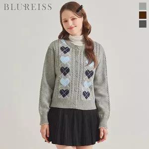 [블루레이스]하트 아가일 패턴 니트 가디건_BI5W1KC4591