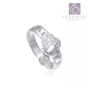 여자 트윈 하트 딸랑이 우정링 은 반지_3