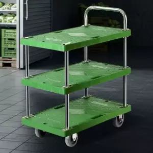플라스틱스텐녹색 3단 중 음식점서빙카트 식당트레이 서빙카트 식당카트 이동식카트