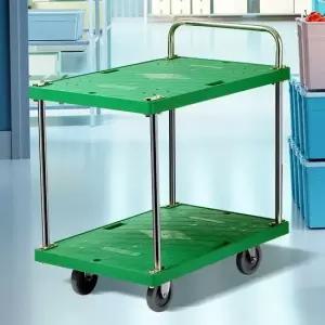 플라스틱스텐녹색 2단 대 식당카트 이동식서빙카 웨건 서빙카트 식당카트 이동식카트