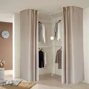 왕자 뉴 드레스룸 코너형 3P 밀폐기본형 행거 플레인 샌드베이지 시스템 옷장 939PE
