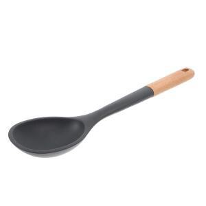 대형 나무 손잡이 실리콘 요리 숟가락 Nonstick 주방 도구 수프 국자 서빙기구 가제트