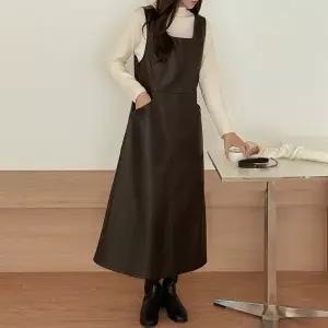 [공구우먼] [제작] 시크한 레더 롱 뷔스티에 원피스 84614 빅사이즈 여성의류