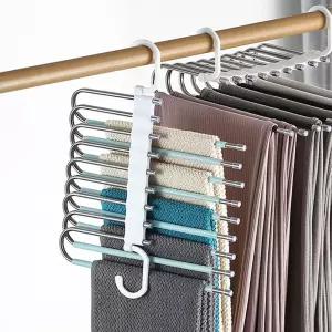 5단 스텐 바지 걸이/논슬립 치마 하의 옷걸이 스커트 레깅스 전용 바지용 팬츠용 하의용 치마용 미끄럼방지