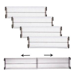 Znoogn 4팩 의류 서랍 칸막이, 10.8-20인치 조절식 정리함, 주방, 화장품, 사무실, 욕실, 냉장고용 투명 분리함