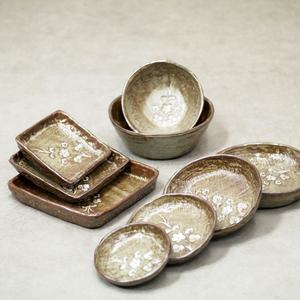 분청 도자기 빈티지 밥공기 대접 예쁜그릇세트 1인 2인 생활 식기세트 쟁반 앞접시 사각접시 밥그릇 반상기