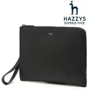 헤지스 핸드백 [HJHO1E625BK] 블랙 소가죽 화이트로고 심플 클러치백 HJHO1E625