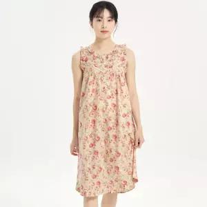 메이플라워 로열장미 나시 순면 여성 빅사이즈 원피스 잠옷