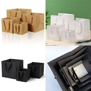 무지 정사각형 고급 쇼핑백 모음 크라프트 화이트 블랙 종이 가방 선물 답례품 종이백