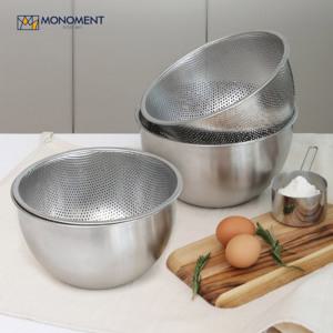 스텐믹싱볼+채반 2종세트 스테인레스 펀칭볼 믹싱볼 스텐볼 양푼이