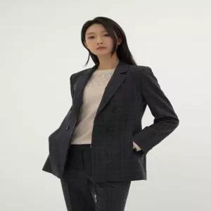 [지센][지센] 글리터 체크 테일러드 자켓 LFJKMA03_DG